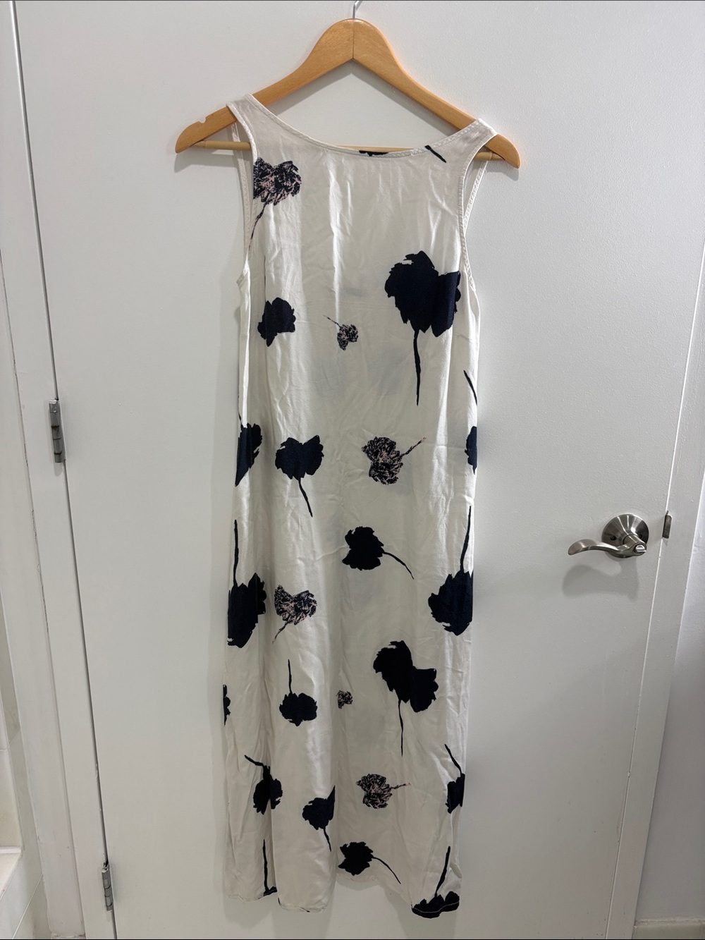 White Maxi Dress with Black Floral Silhouettes